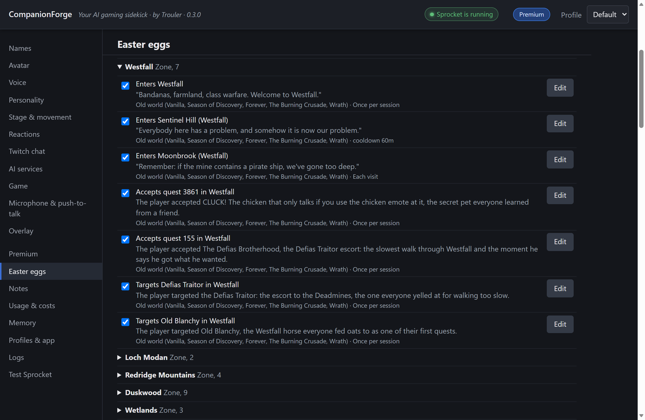 The Easter eggs page